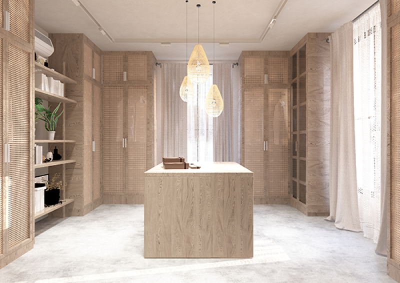 تصميم غرفة ملابس بالطراز البوهيمي